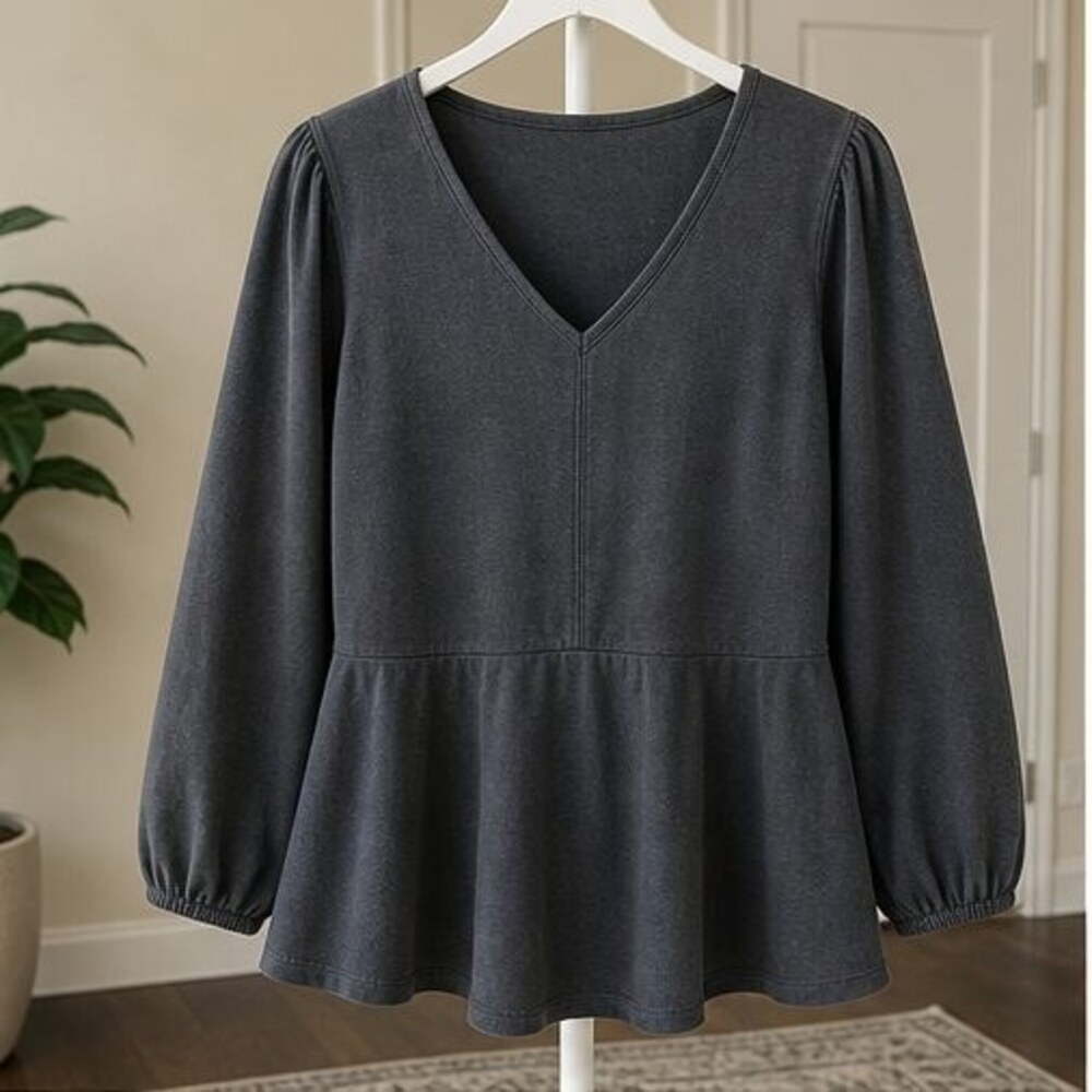 Charcoal Peplum Top